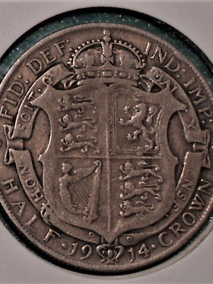 Silver Half Crown 1914 Georgivs V G.Britain used