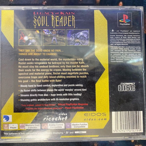Legacy of Kain Soul Reaver PlayStation 1 game used without manual