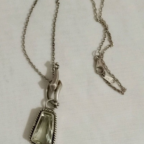 Necklace 925 silver with green amethyst used