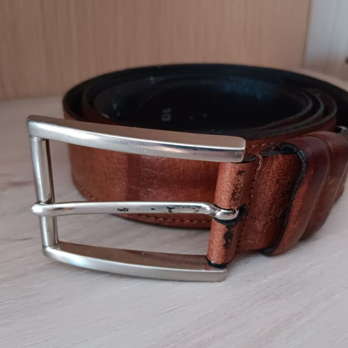 Brown leather men's belt, 105 cm