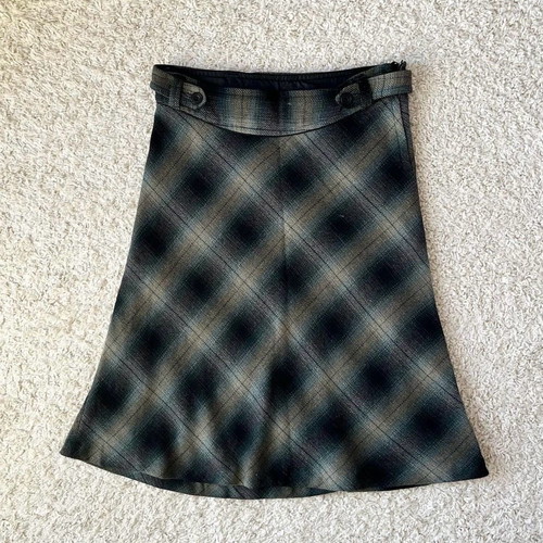 Midi green checkered skirt used, size 40 (M)