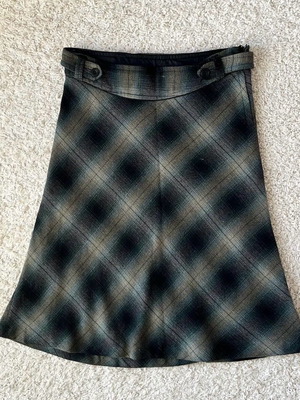 Midi green checkered skirt used, size 40 (M)
