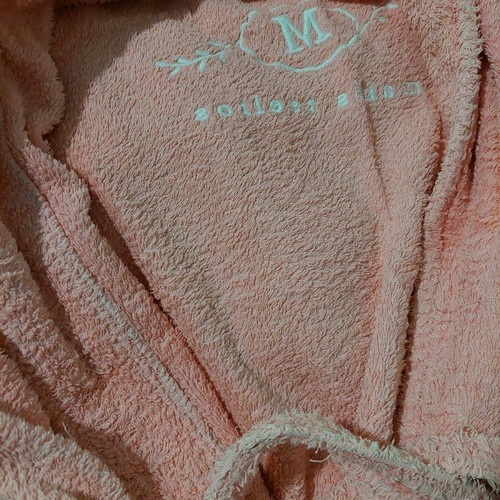 Cotton bathrobe pink used Makis Tselios with embroidery