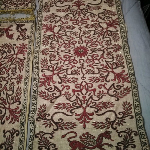 Antique embroidered table linens pack of 5 used, woven fabric