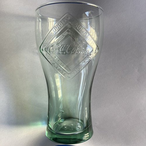 Coca-Cola collectible glass, vintage bottle design 1916, antique green