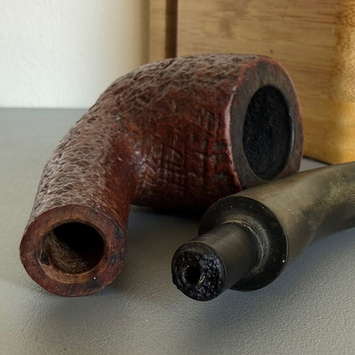Duncan Sandblast A 47 Bent Billiard Briar Tobacco Pipe used, vintage