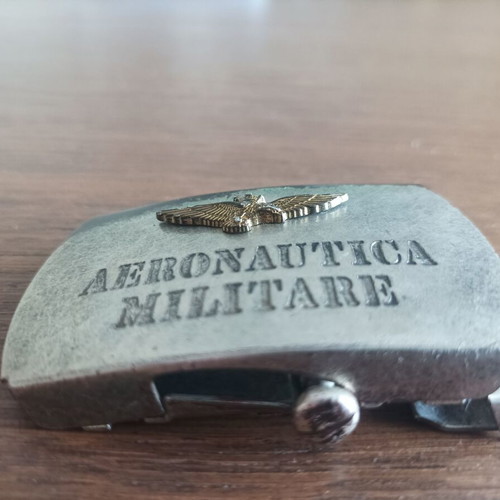 Aeronautica Militare belt buckle used, silver, adjustable