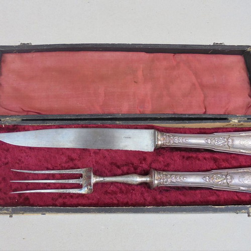 Cutlery set silver-plated with coat of arms, French, about 150 years old