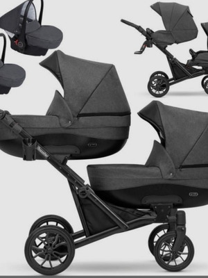 Booster 3 in 1 Twin Stroller Grafit Grey Kunert like new