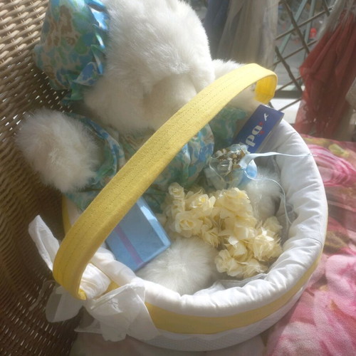HRA Baptism Gift Basket with Teddy Bear New
