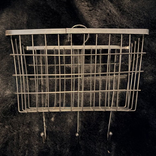 Metal organization shelf with hooks industrial style like new