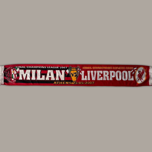 DOUBLE-SIDED SCARF Champions League Final 2007 MILAN LIVERPOOL 23/05/2007