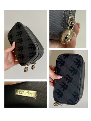 Folli Follie logo print mini clutch makeup cosmetic bag new