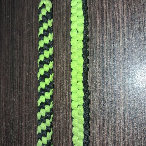 Handmade Scoubidou Keychain Pair Neon Green and Black