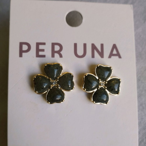 Clover earrings new Marks & Spencer green and gold