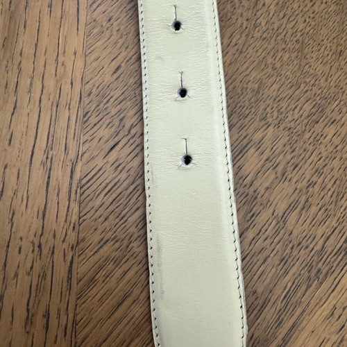 Leather belt used white with gold buckle Genny