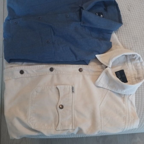 Men's cotton winter shirts size L, like new, beige and blue, set of two