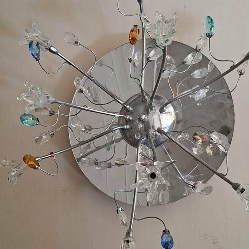 Ceiling lamp with multicolored Swarovski crystals used