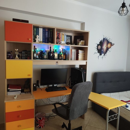 Modeco bookshelf with double desk like new