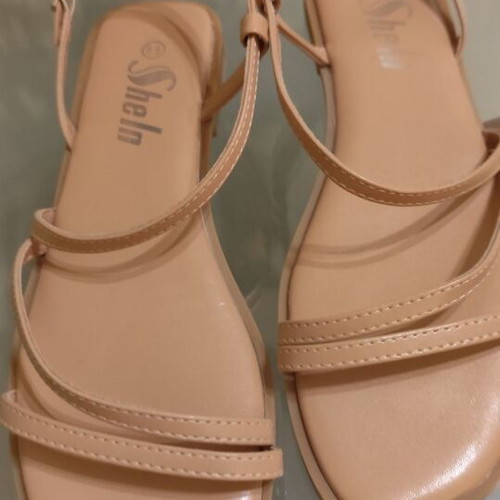 Shein beige flat sandals size 39 like new with soft sole
