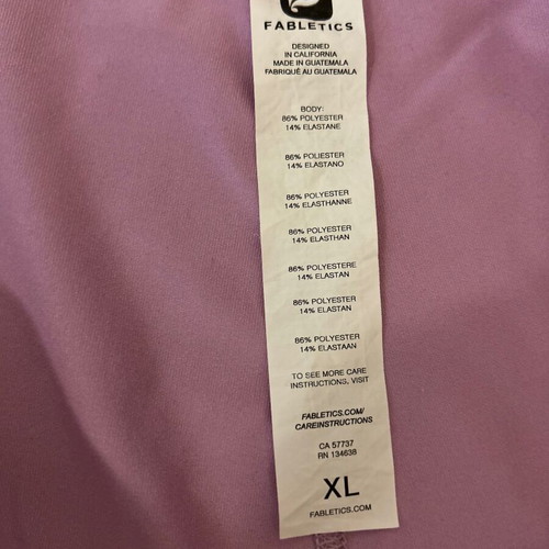 FABLETICS Elastic Gym Leggings, Women's, Size XL, Color Lilac. Length 90 cm.