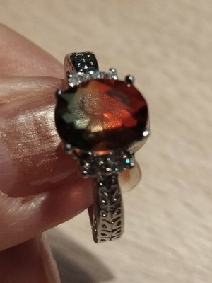 Elegance iridescent stone ring, size 18 mm, silver