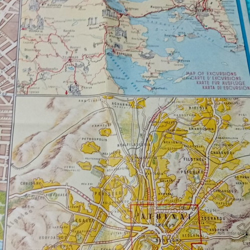 Vintage Athens Map-Plan used, Editions C. Gouvoussis 1950s-60s