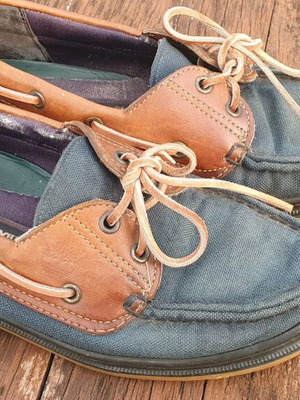 Timberland leather moccasins like new, size 38.5 blue and brown