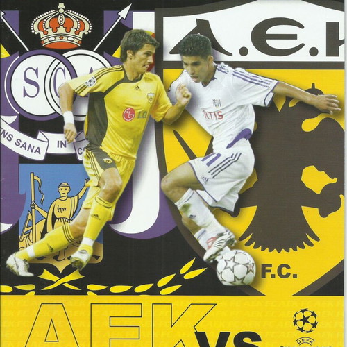 AEK vs Anderlecht 2006-2007 UEFA Champions League match program like new
