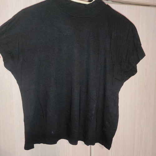 Blouse short-sleeved with closed neck like new, black, XS