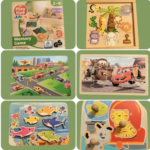 Educational wooden toy set used, 6 pieces for kids
