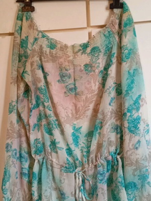 Women's tunic blouse used with transparent elastic and adjustable waist