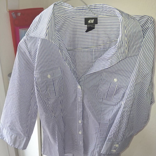 H&M striped shirt, white and blue, size M