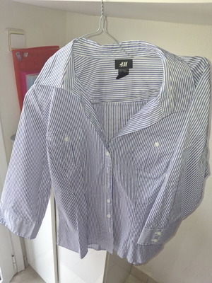 H&M striped shirt, white and blue, size M