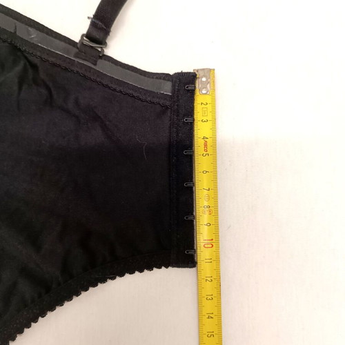 Luna black satin corset size 80C like new with lace and underwire