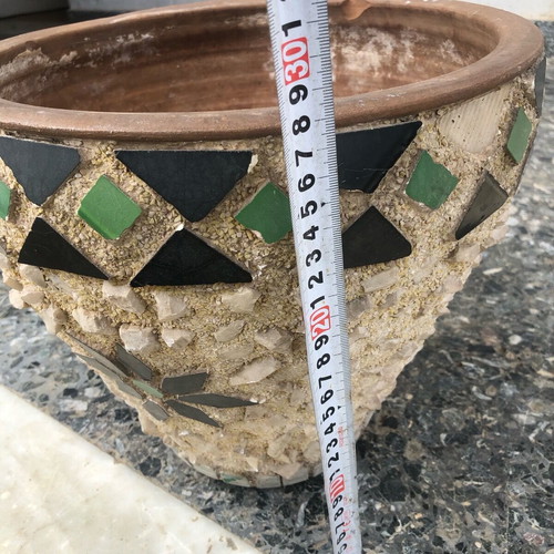 Handmade mosaic flowerpot used from Attica 1960-70