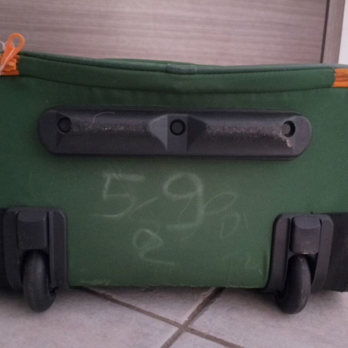 Happy Sammies Samsonite children's suitcase used, green and orange