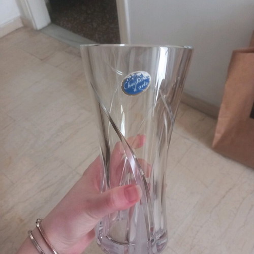 Vintage crystal vase used, Bohemian crystal Christian d arte