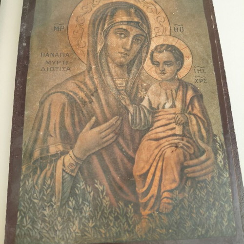 Christian icons used, set of 6 Greek small to medium size (1970-1990)