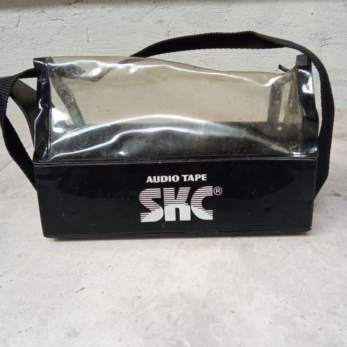 SKC cassette case for 10 tapes black transparent used, 1980s