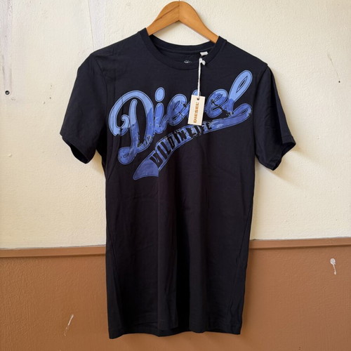 Diesel Style Y2K Graphic T-Shirt Black Blue Size S new