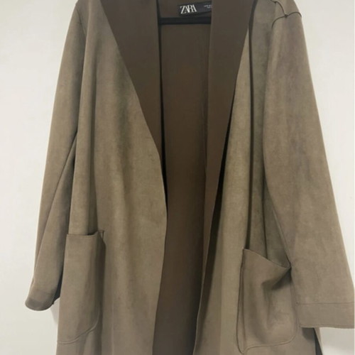 Suede coat Zara like new, chaki/brown color, size XL