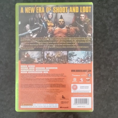 Borderlands 2 Xbox 360 game with manual