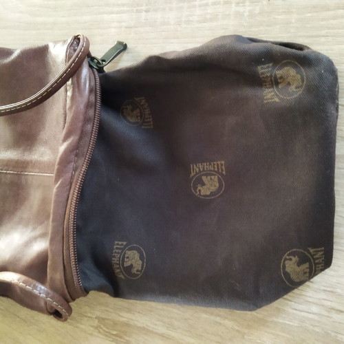 Elephant vintage leather crossbody bag, brown