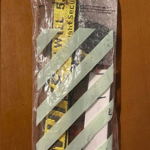 Off-White industrial ζώνη καινούργια, ρυθμιζόμενη, κίτρινη