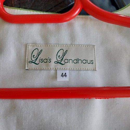 Vintage Dirndl Dress Lisa's Landhaus green jacquard and black skirt size 44 like new