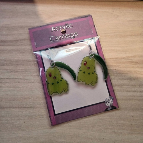 Pokemon Chikorita handmade earrings set
