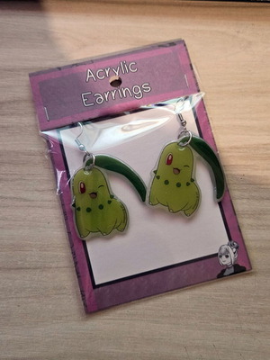 Pokemon Chikorita handmade earrings set