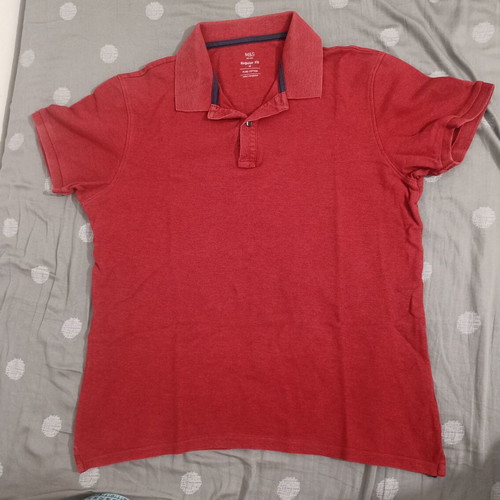 Marks & Spencer men's short-sleeve shirt medium used, red cotton