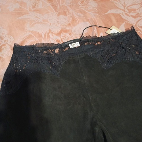Cristinaeffe Pants Black New, Size M, Lace and Suede Effect